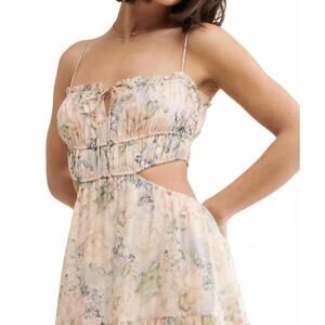 NEW ASTR odina floral maxi dress in blue orange multi